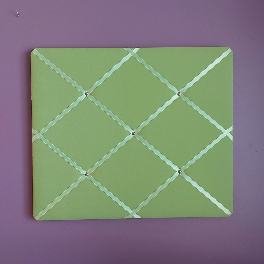 Green Wall Decor with Ribbon Accents